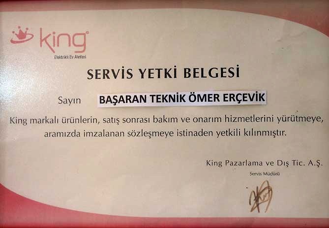 Yetkili servis belgesi