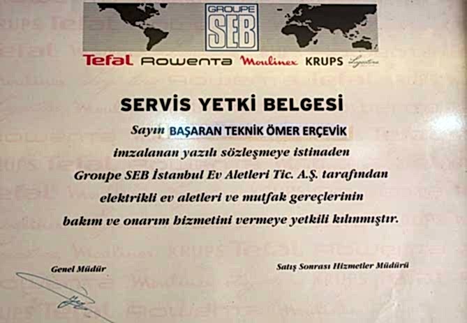 Yetkili servis belgesi