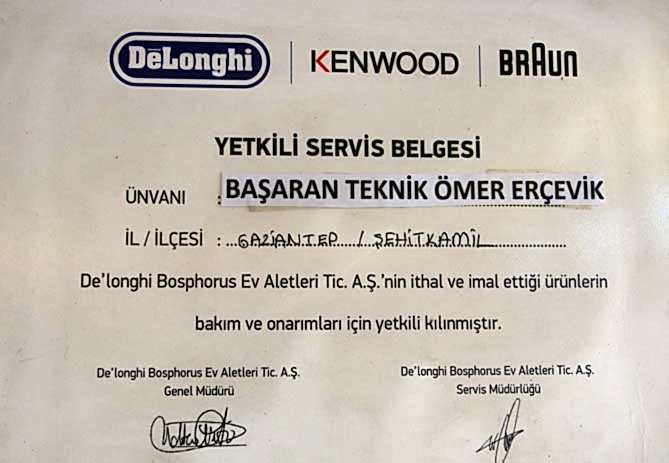 Yetkili servis belgesi